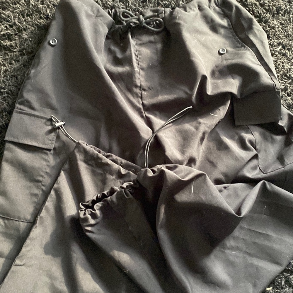 Black parachute pants